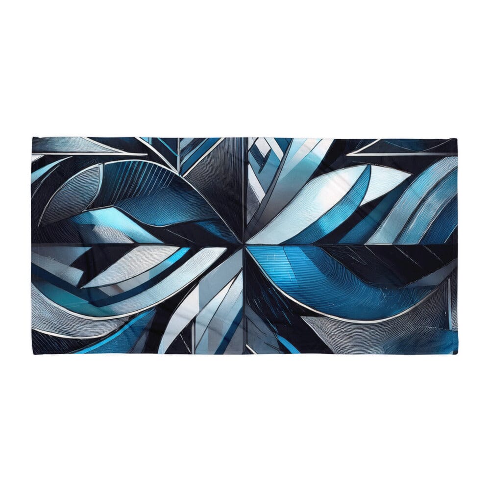 Blue Silver Black Geometric Towel - Modern Abstract Design Bath Towels Savvishly Savvique