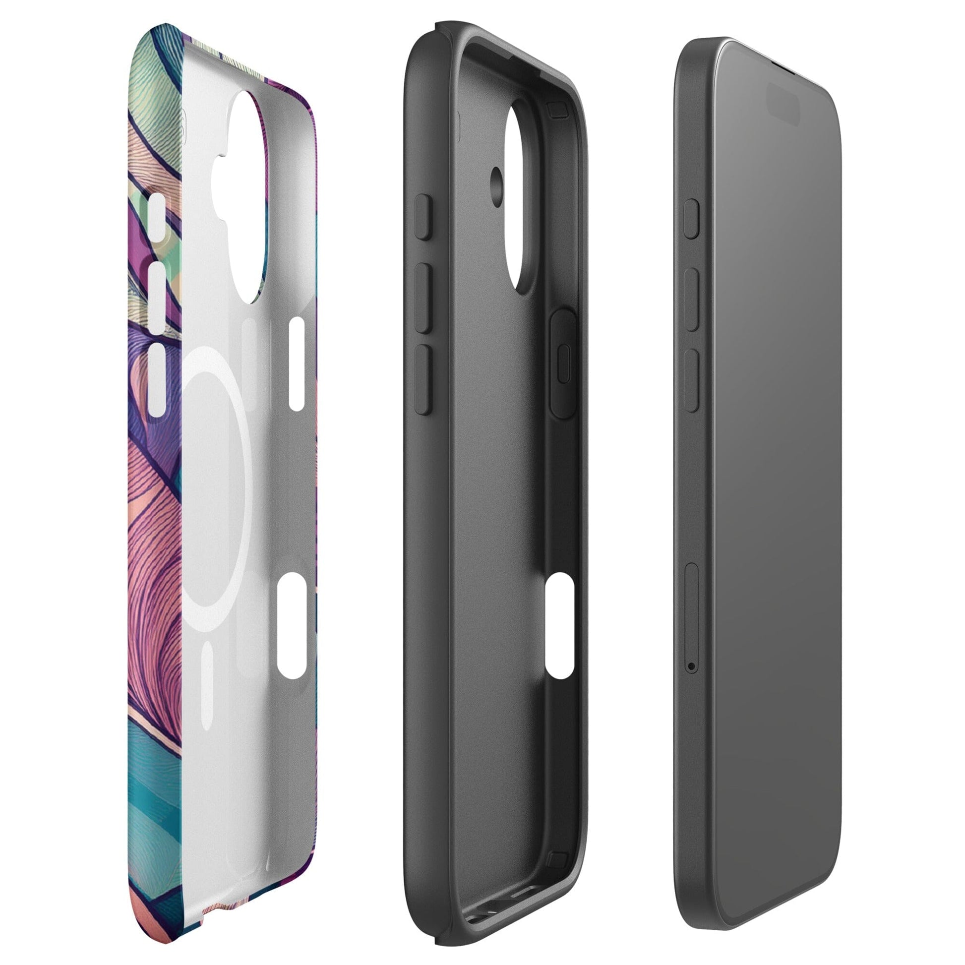 Botanical Geometric MagSafe iPhone Case - Pink Green Blue Design Phone Accessories Savvishly Savvique