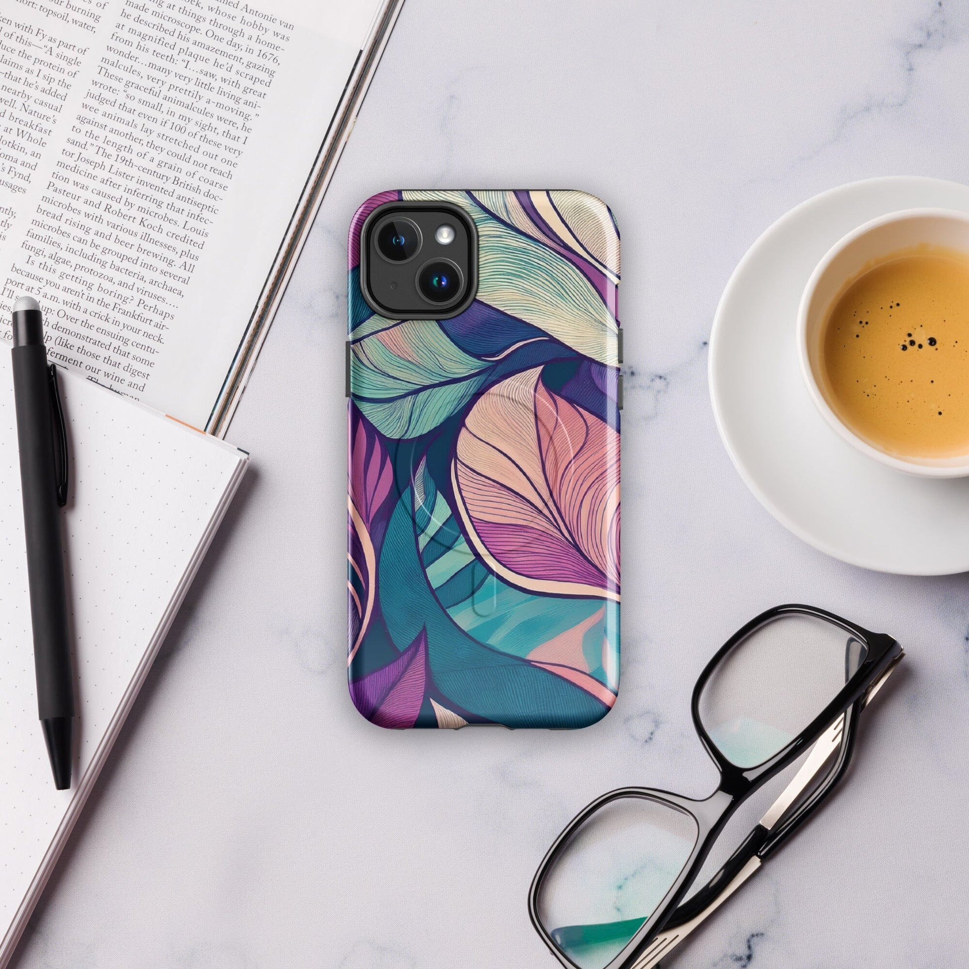 Botanical Geometric MagSafe iPhone Case - Pink Green Blue Design Phone Accessories Savvishly Savvique
