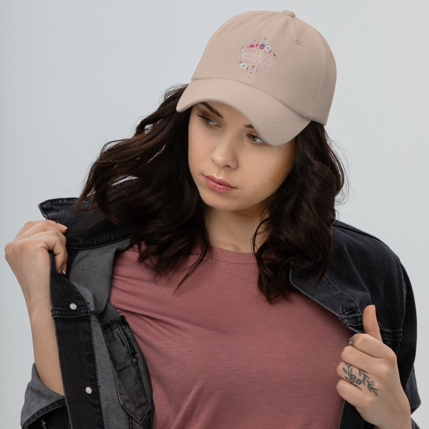 Cap/hat Savvishly Savvique Written with floral details Accessories Savvishly Savvique Stone