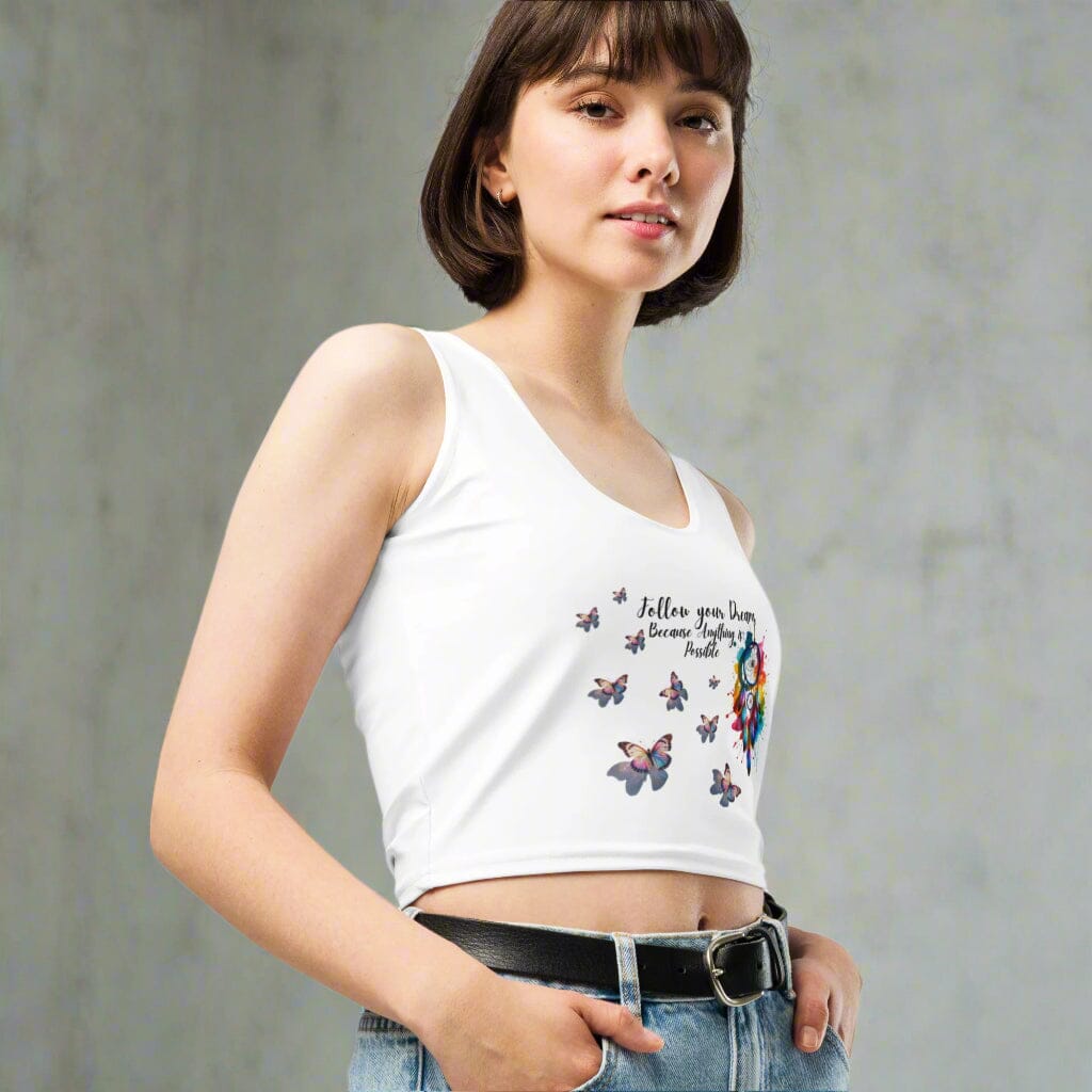Follow Your Dreams Butterfly Crop Top - Inspirational Design Clothing Savvishly Savvique