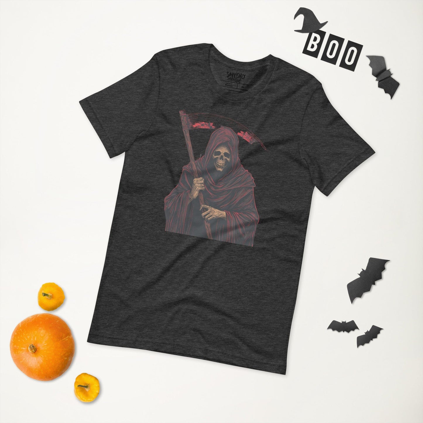 Grim Reaper-Unisex t-shirt T-Shirts Savvishly Savvique Dark Grey Heather XS