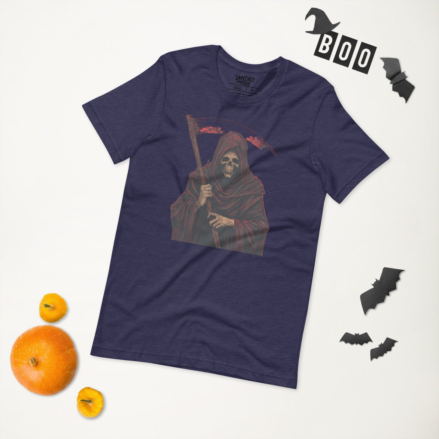 Grim Reaper-Unisex t-shirt T-Shirts Savvishly Savvique Heather Midnight Navy XS