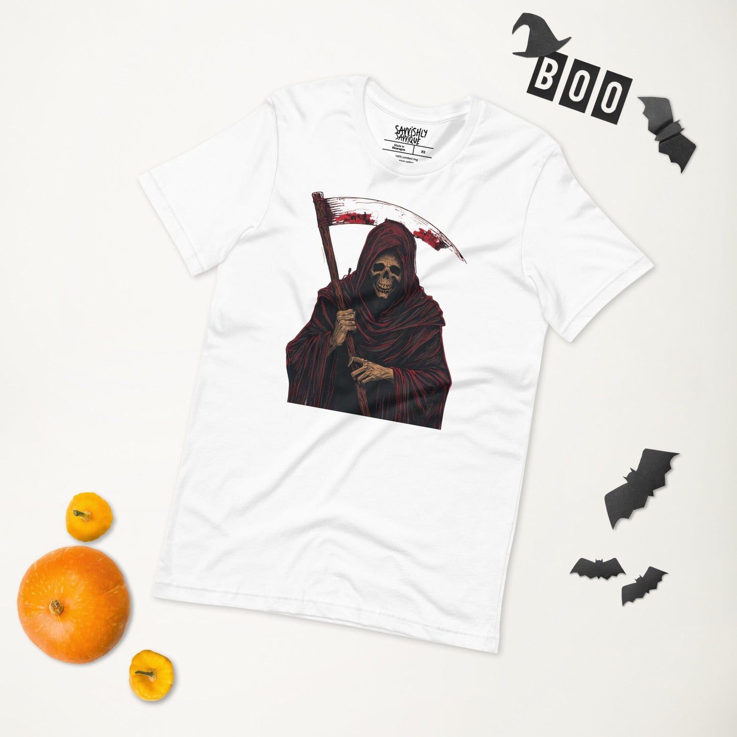 Grim Reaper-Unisex t-shirt T-Shirts Savvishly Savvique White XS