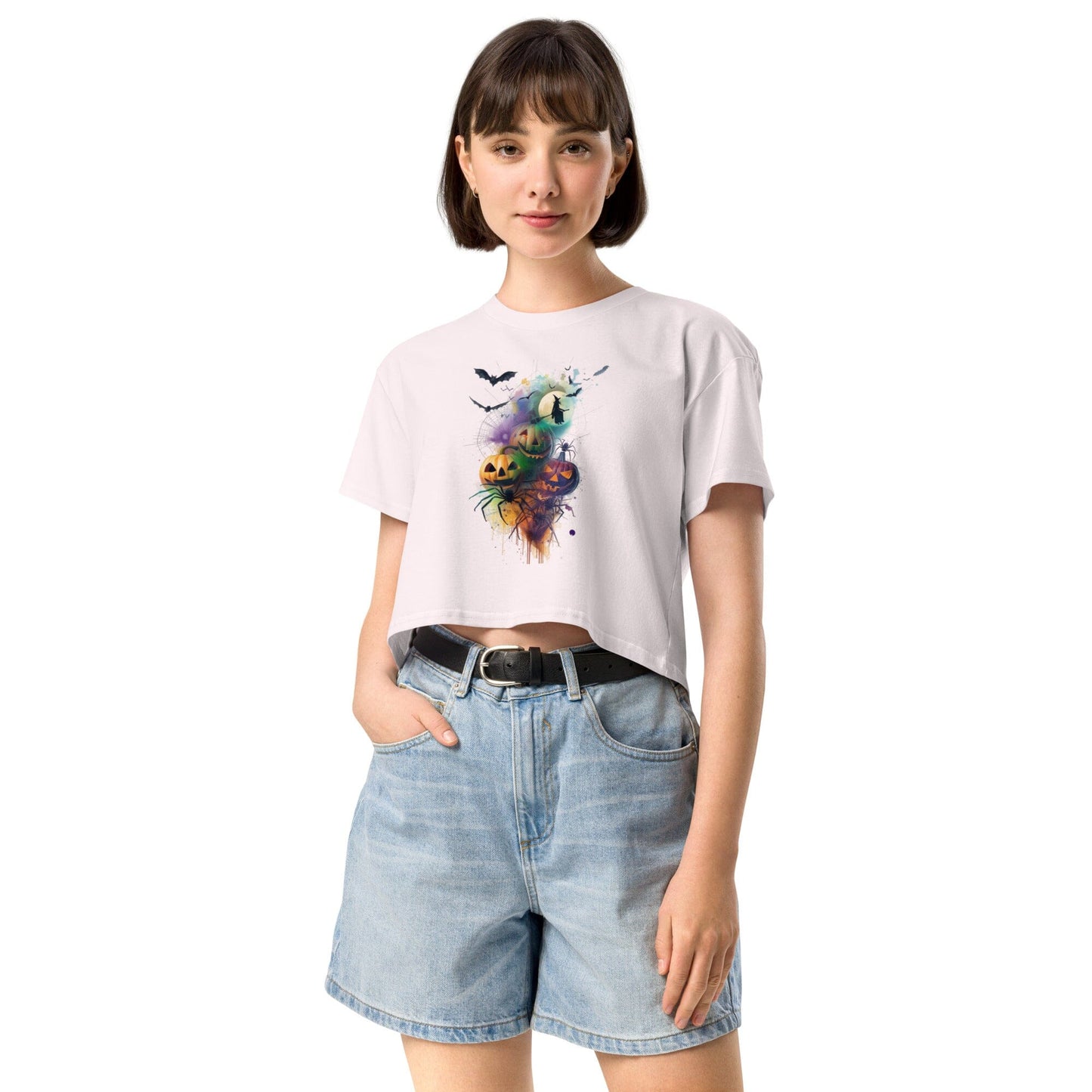 Halloween Mash Together Women's Crop Top - Vibrant Spooky Design Crop Tops Savvishly Savvique