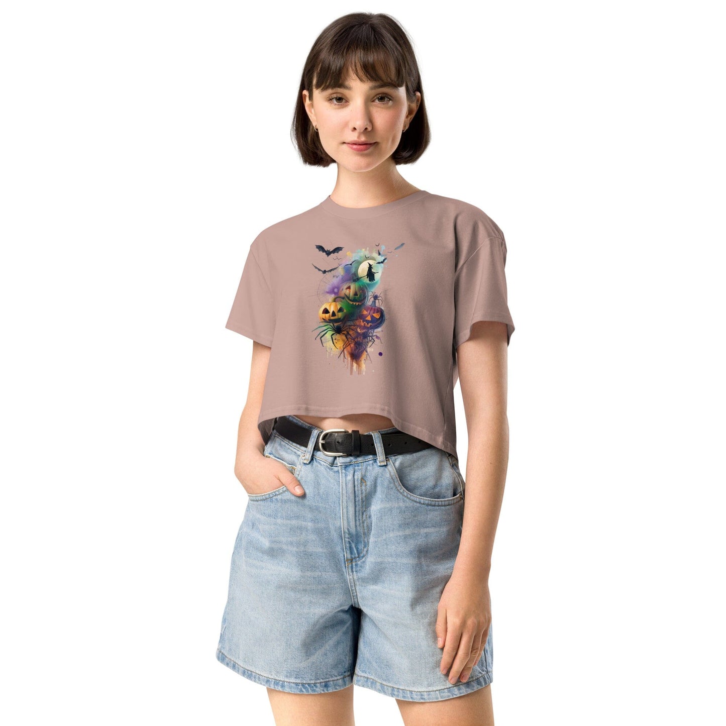 Halloween Mash Together Women's Crop Top - Vibrant Spooky Design Crop Tops Savvishly Savvique