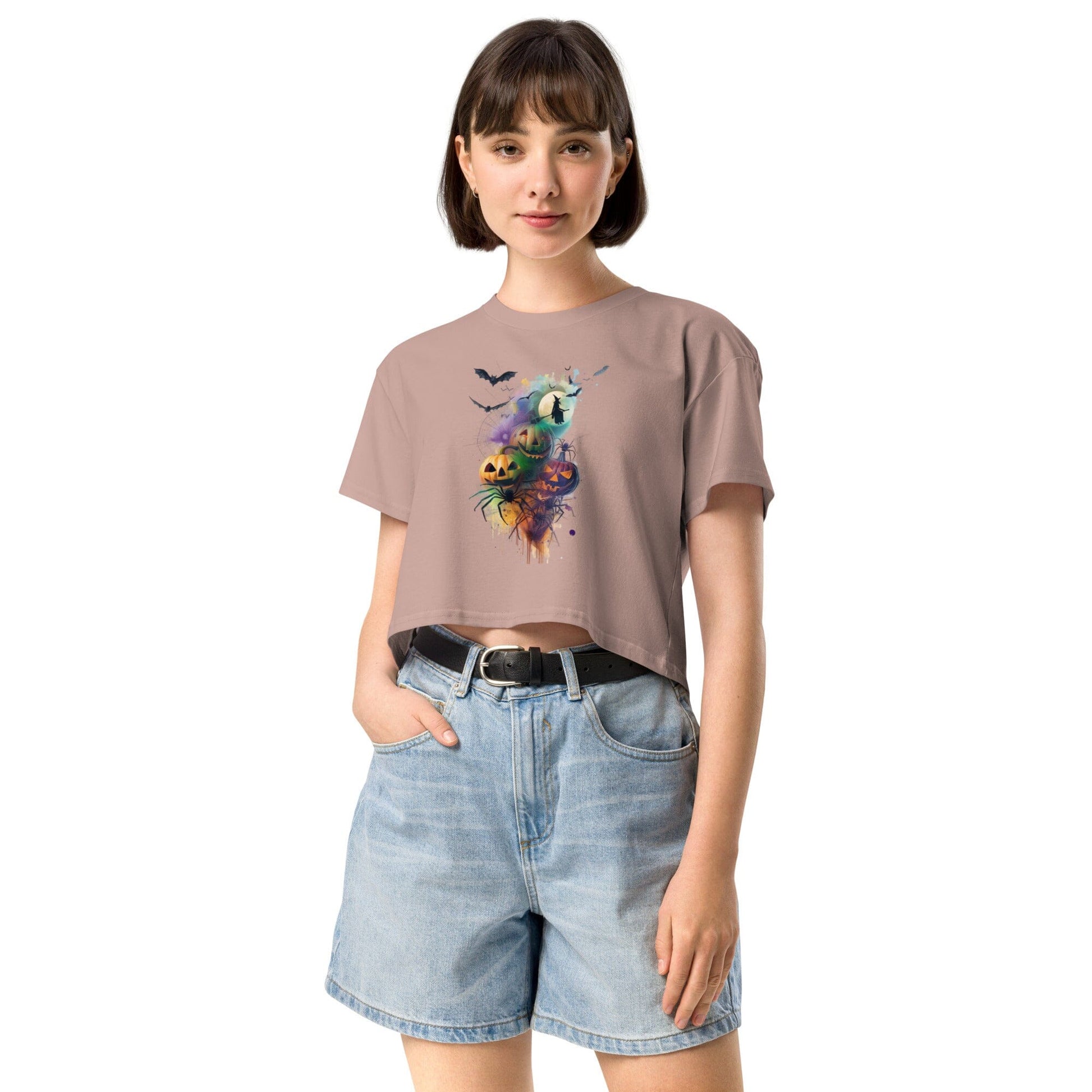 Halloween Mash Together Women's Crop Top - Vibrant Spooky Design Crop Tops Savvishly Savvique