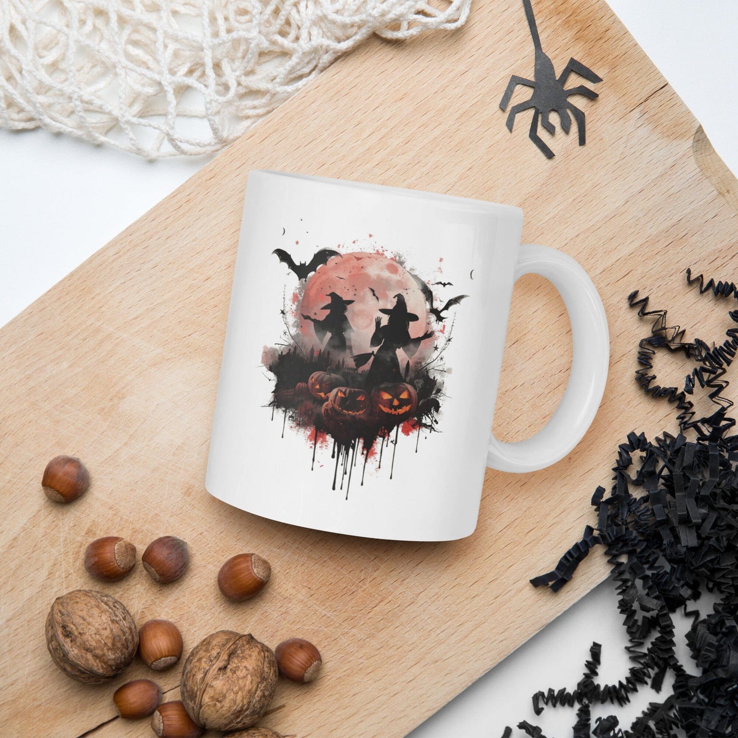Halloween Witchin' Around After Dark - White Glossy Ceramic Mug mug Savvishly Savvique