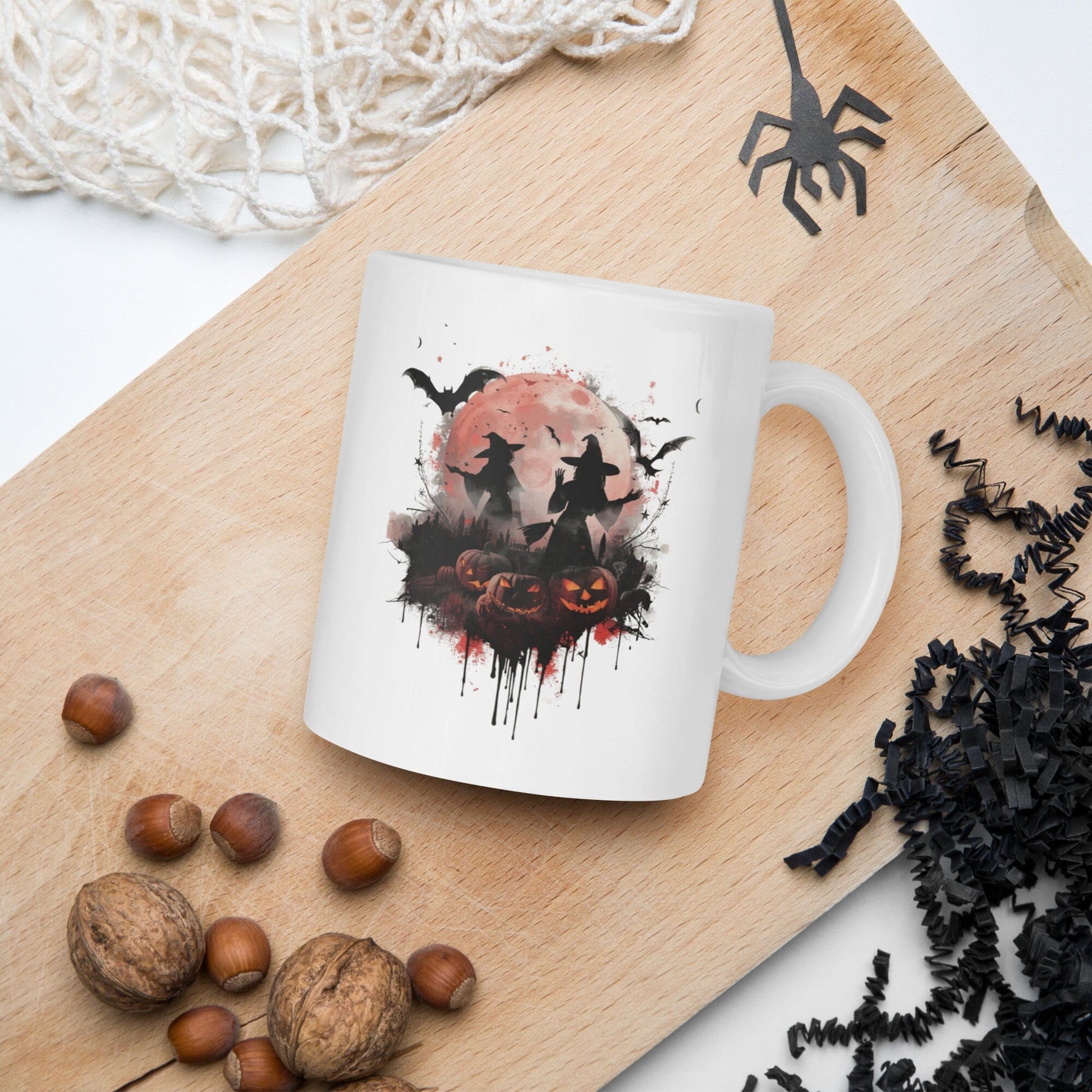 Halloween Witchin' Around After Dark - White Glossy Ceramic Mug mug Savvishly Savvique