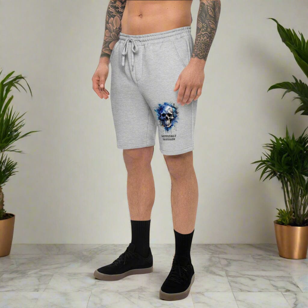 Men's Fleece Shorts with Skull Detail - Edgy Comfort Style Men's Shorts Savvishly Savvique