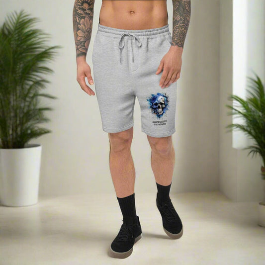 Men's Fleece Shorts with Skull Detail - Edgy Comfort Style Men's Shorts Savvishly Savvique Heather Grey S
