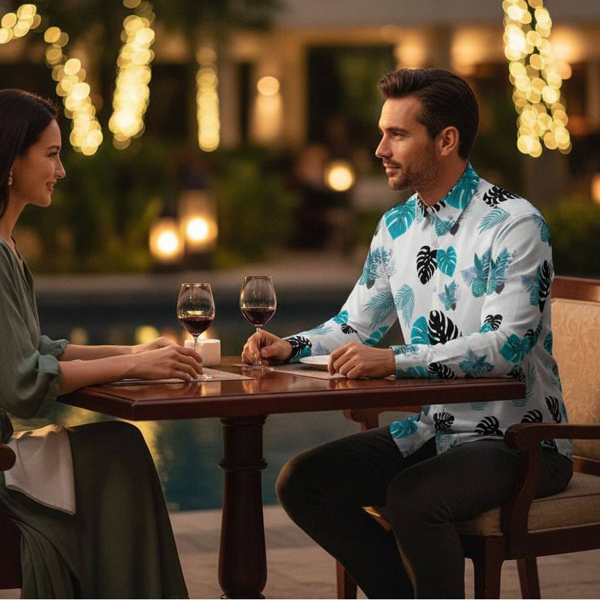 Men's Tropical Lux Long Sleeve Button-Up Shirt - Premium Casual Wear Shirts Savvishly Savvique