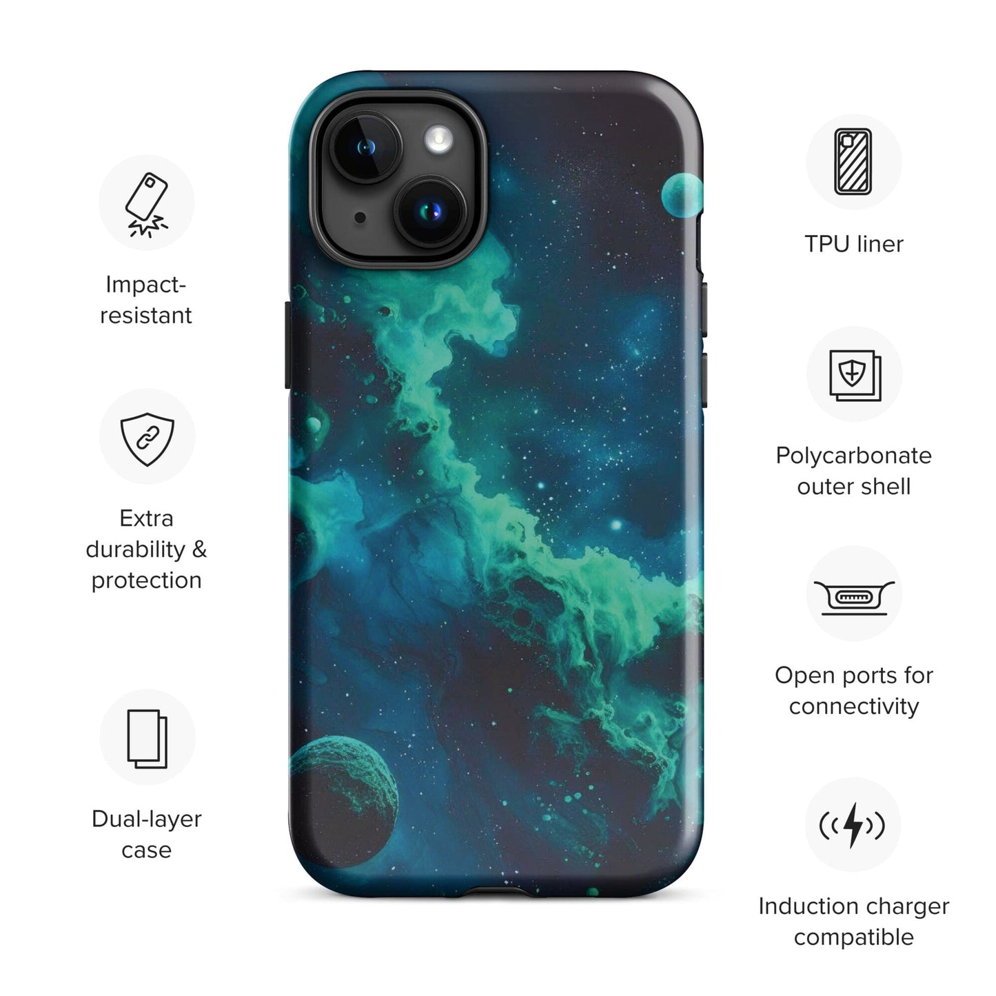 Space Galaxy iPhone Case - Stars Moon Planets Design Phone Accessories Savvishly Savvique iPhone 15 Plus