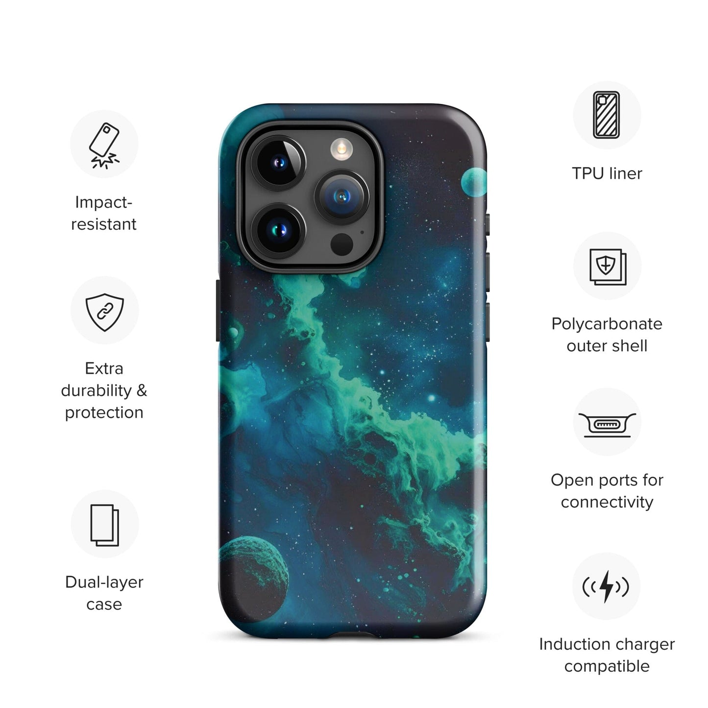Space Galaxy iPhone Case - Stars Moon Planets Design Phone Accessories Savvishly Savvique iPhone 15 Pro