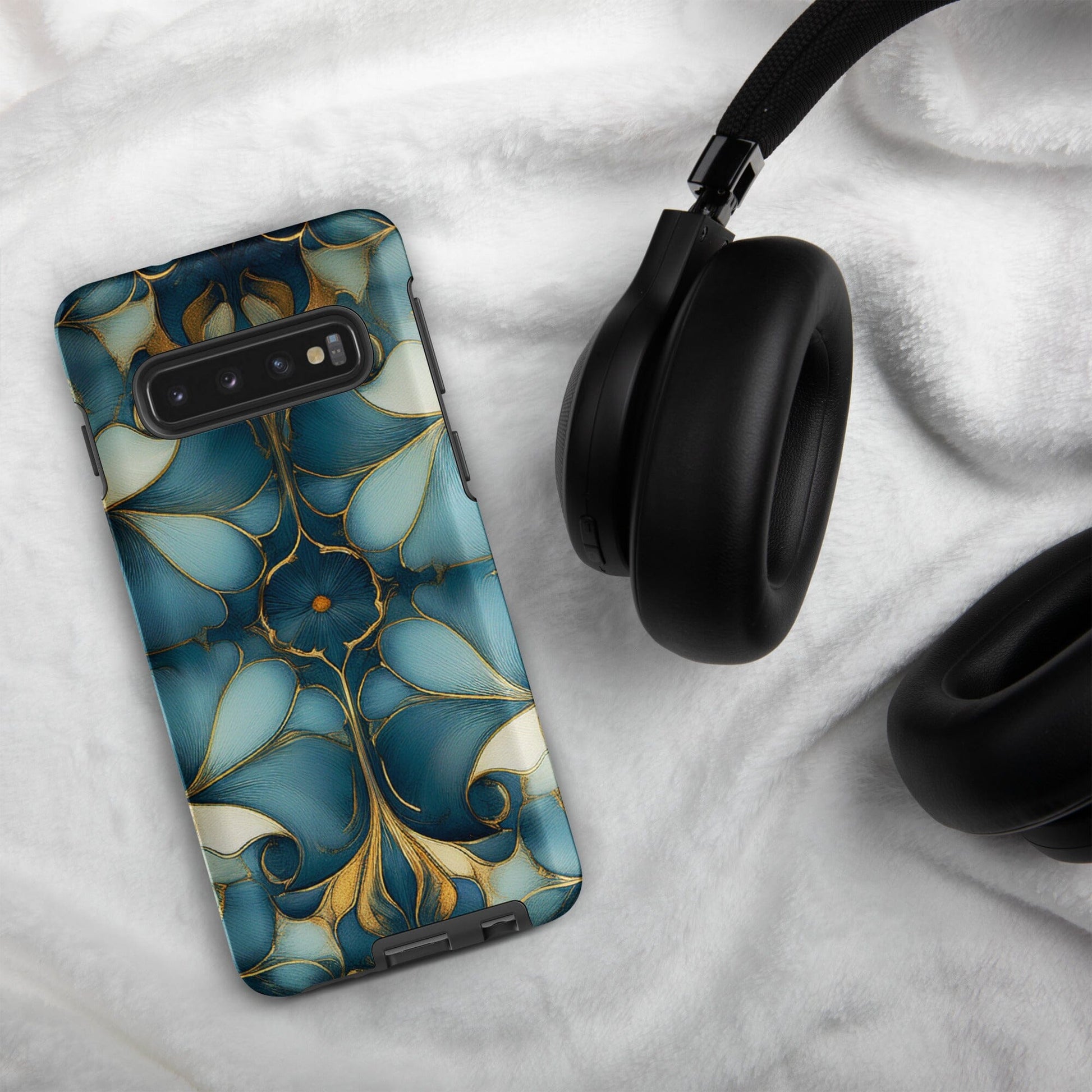 Tough case for Samsung® Weekender Set - Geometrical design teal, light & dark blues Phone Accessories Savvishly Savvique Samsung Galaxy S10