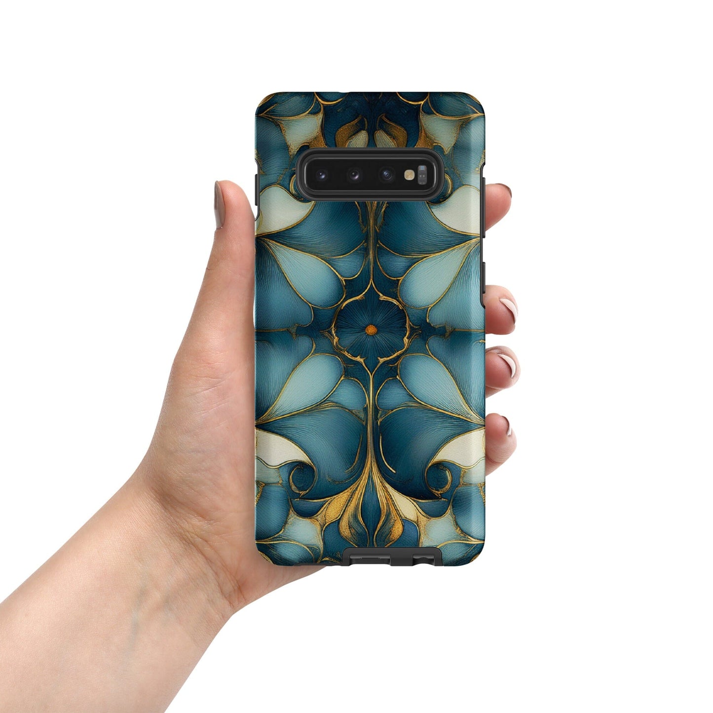 Tough case for Samsung® Weekender Set - Geometrical design teal, light & dark blues Phone Accessories Savvishly Savvique Samsung Galaxy S10 Plus