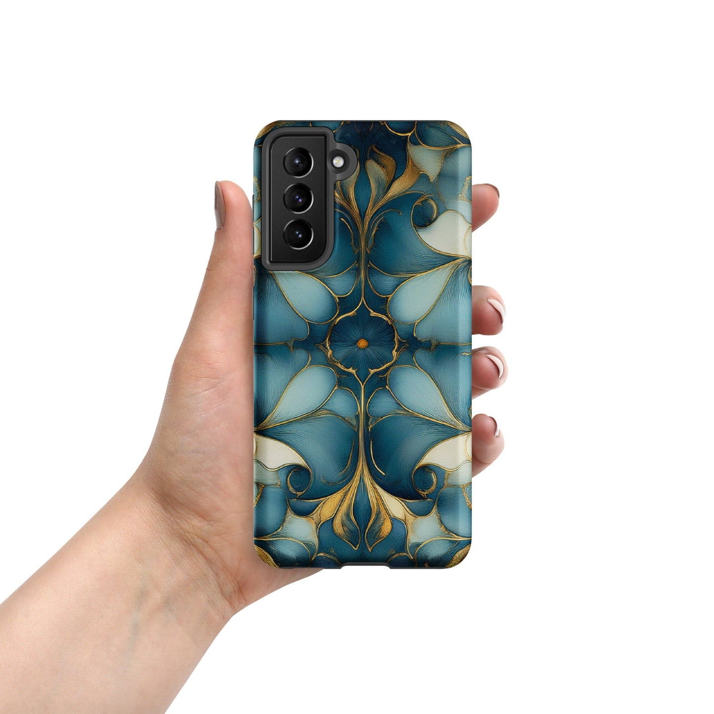Tough case for Samsung® Weekender Set - Geometrical design teal, light & dark blues Phone Accessories Savvishly Savvique Samsung Galaxy S21