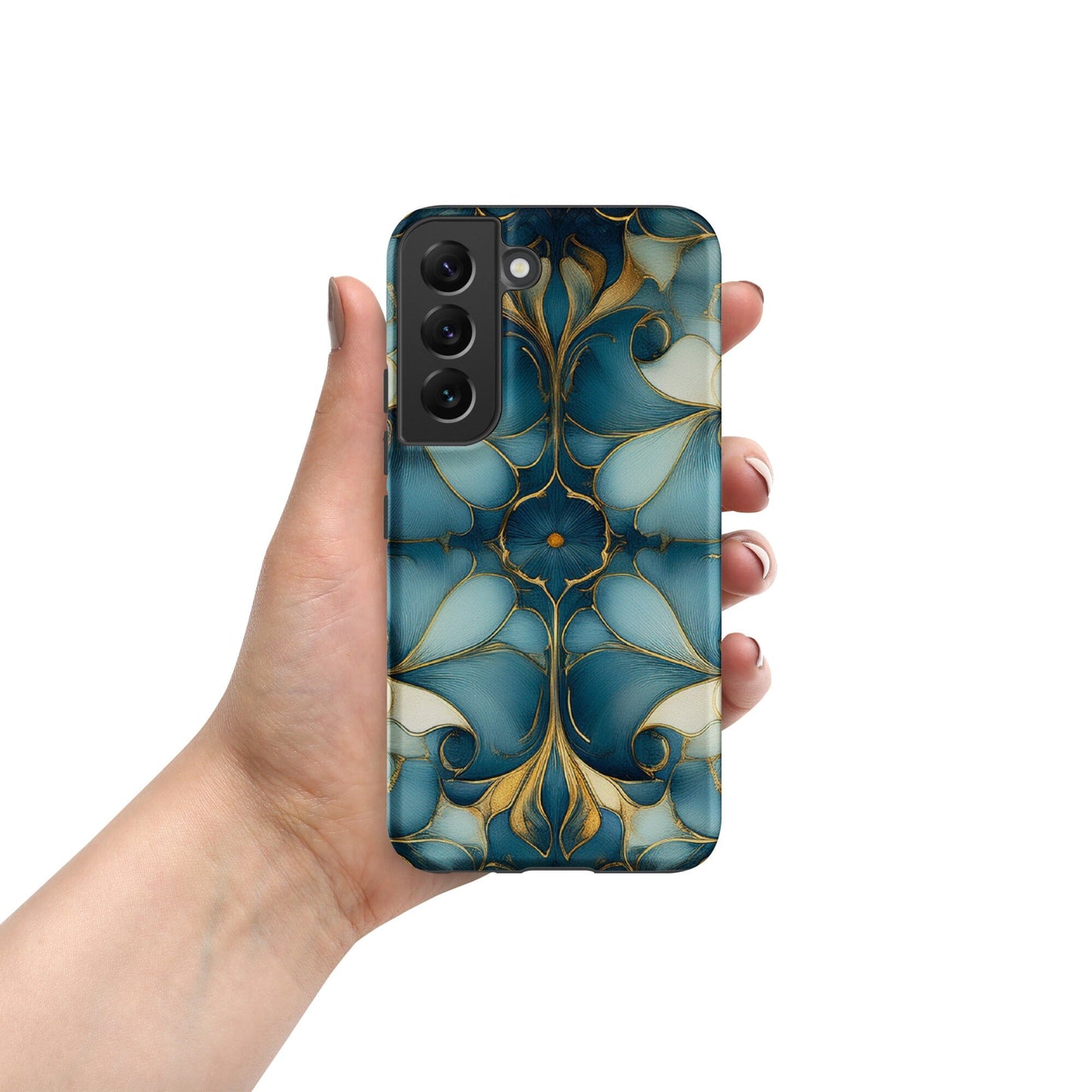 Tough case for Samsung® Weekender Set - Geometrical design teal, light & dark blues Phone Accessories Savvishly Savvique Samsung Galaxy S22