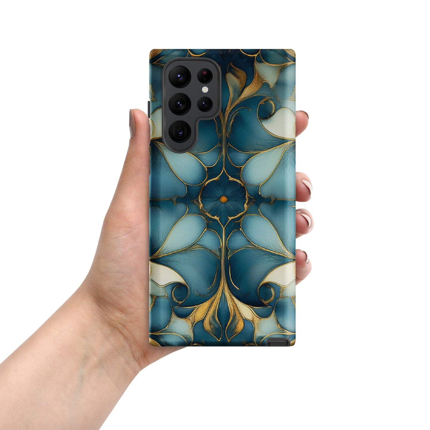 Tough case for Samsung® Weekender Set - Geometrical design teal, light & dark blues Phone Accessories Savvishly Savvique Samsung Galaxy S22 Ultra
