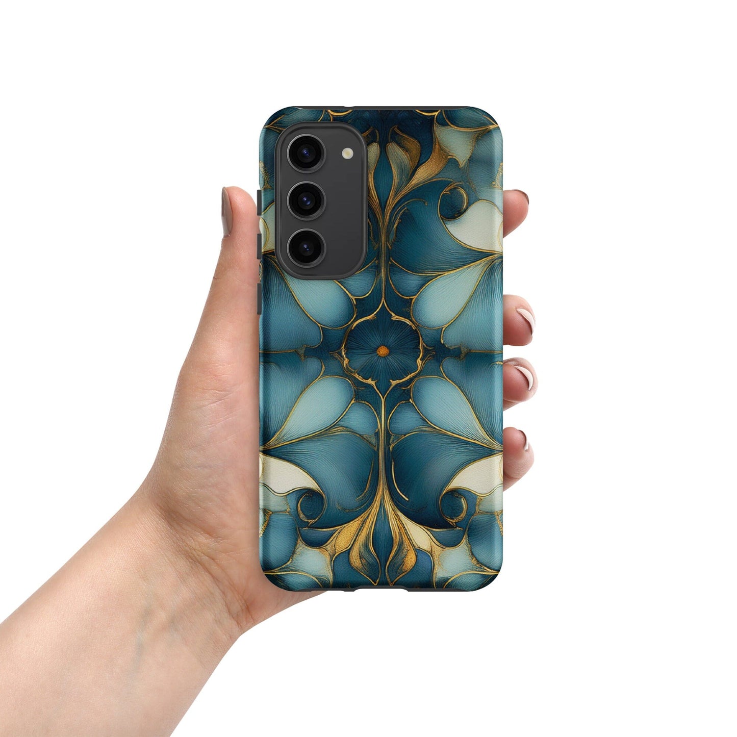 Tough case for Samsung® Weekender Set - Geometrical design teal, light & dark blues Phone Accessories Savvishly Savvique Samsung Galaxy S23 Plus