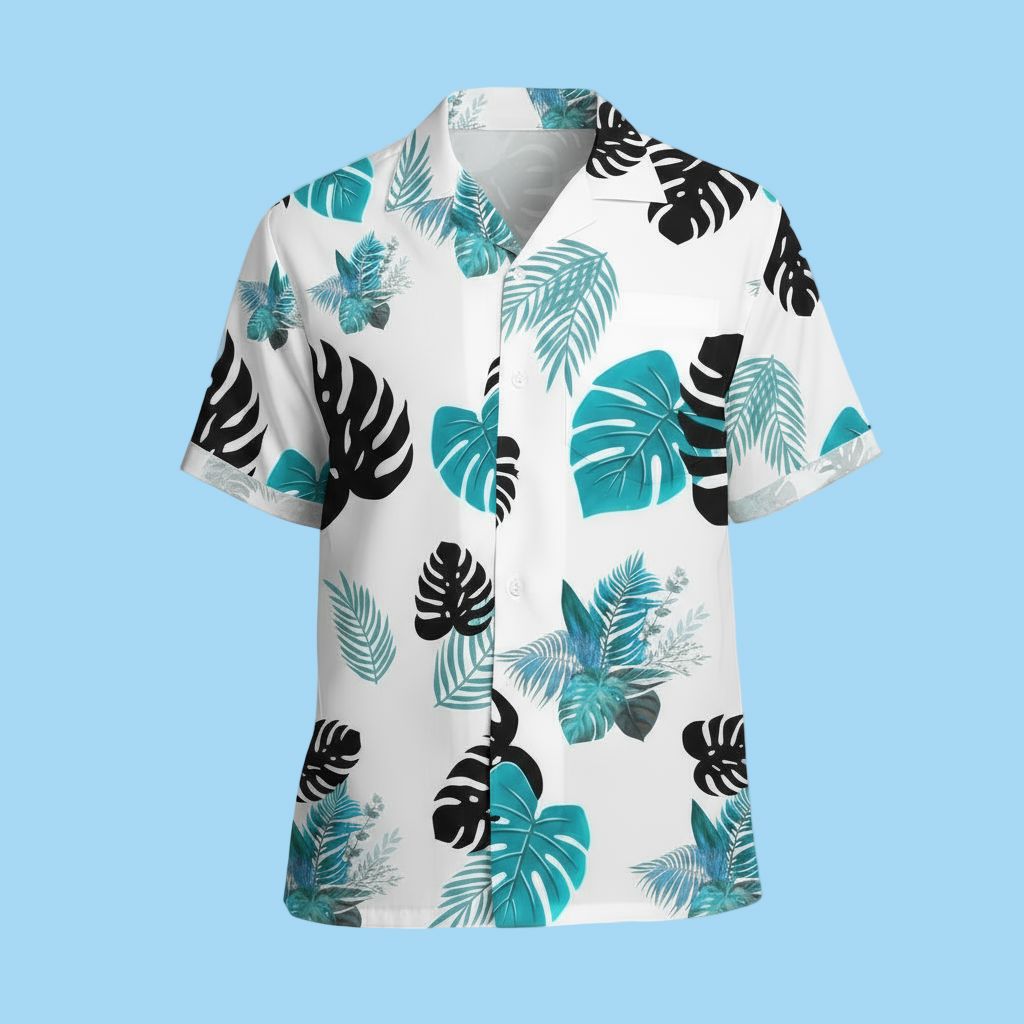 Tropical Lux-Button Up Hawaiian Shirt Hawaiian Shirt with Chest Pocket (T58) Savvishly Savvique