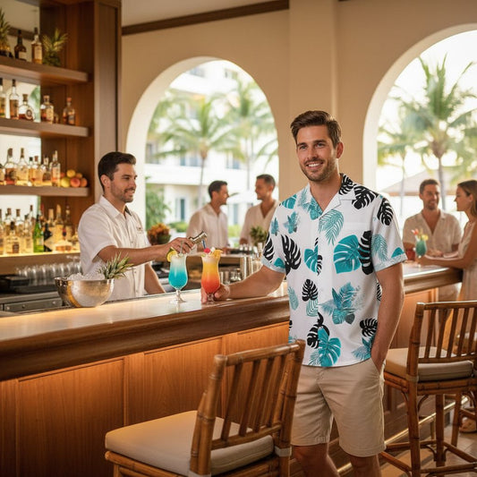 Tropical Lux-Button Up Hawaiian Shirt Hawaiian Shirt with Chest Pocket (T58) Savvishly Savvique