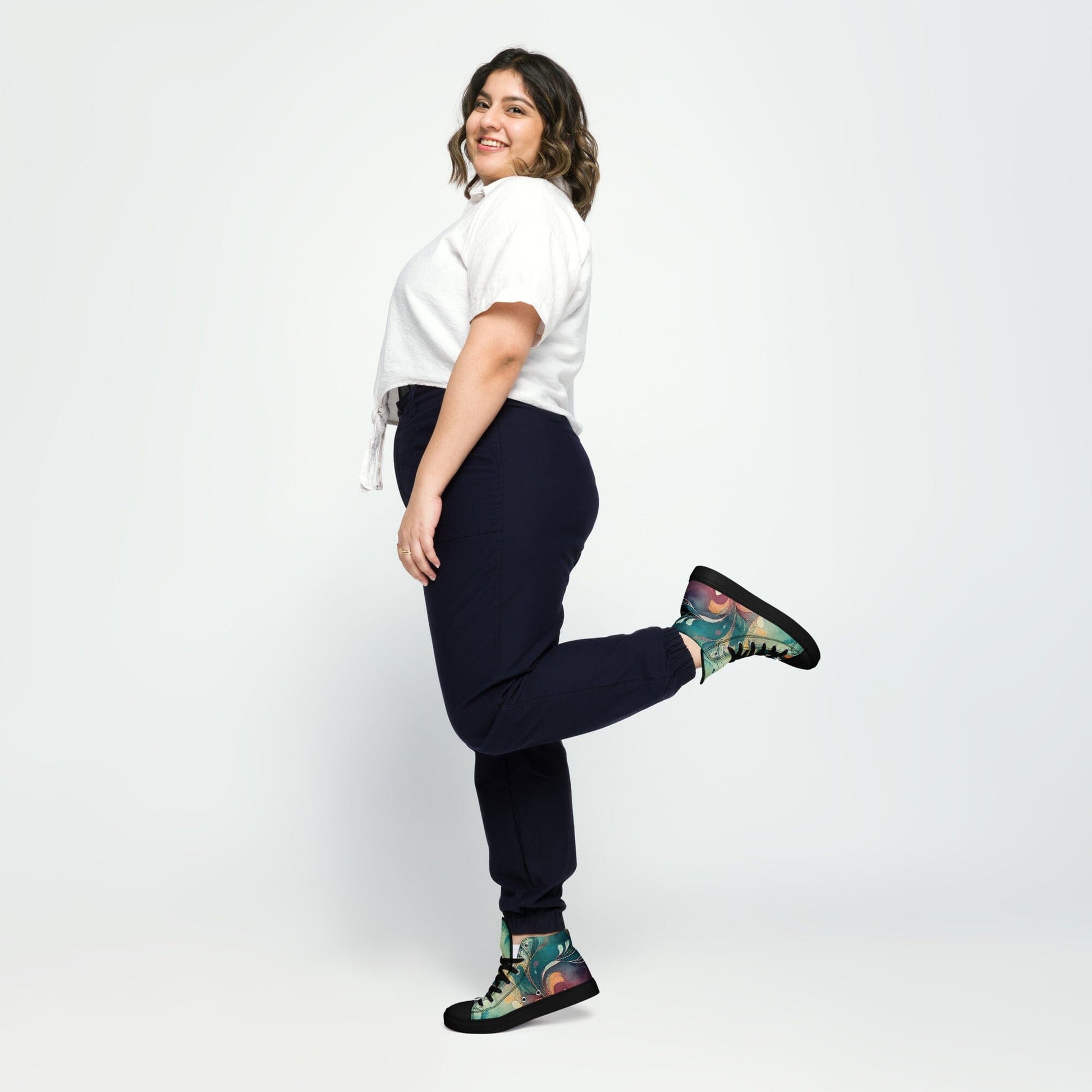 Vibrant Earthy Plant Women's High Top Shoes - Tropical Botanical Style Women's High Top Shoes Savvishly Savvique Black 5