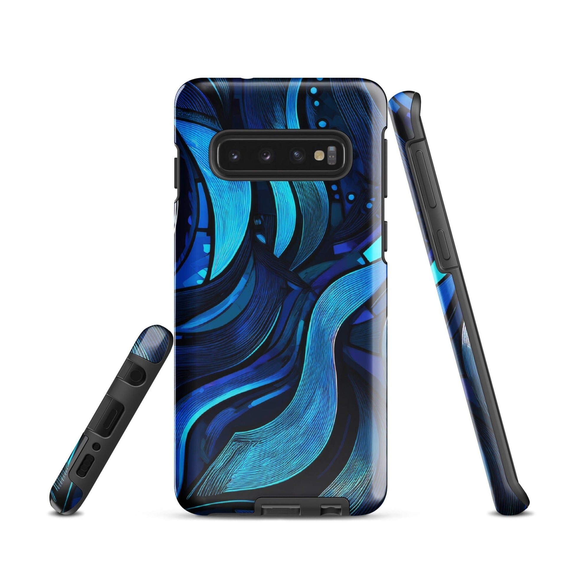 Water Swirl Samsung Case - Poetic Blue Geometric Design Savvishly Savvique Glossy Samsung Galaxy S10