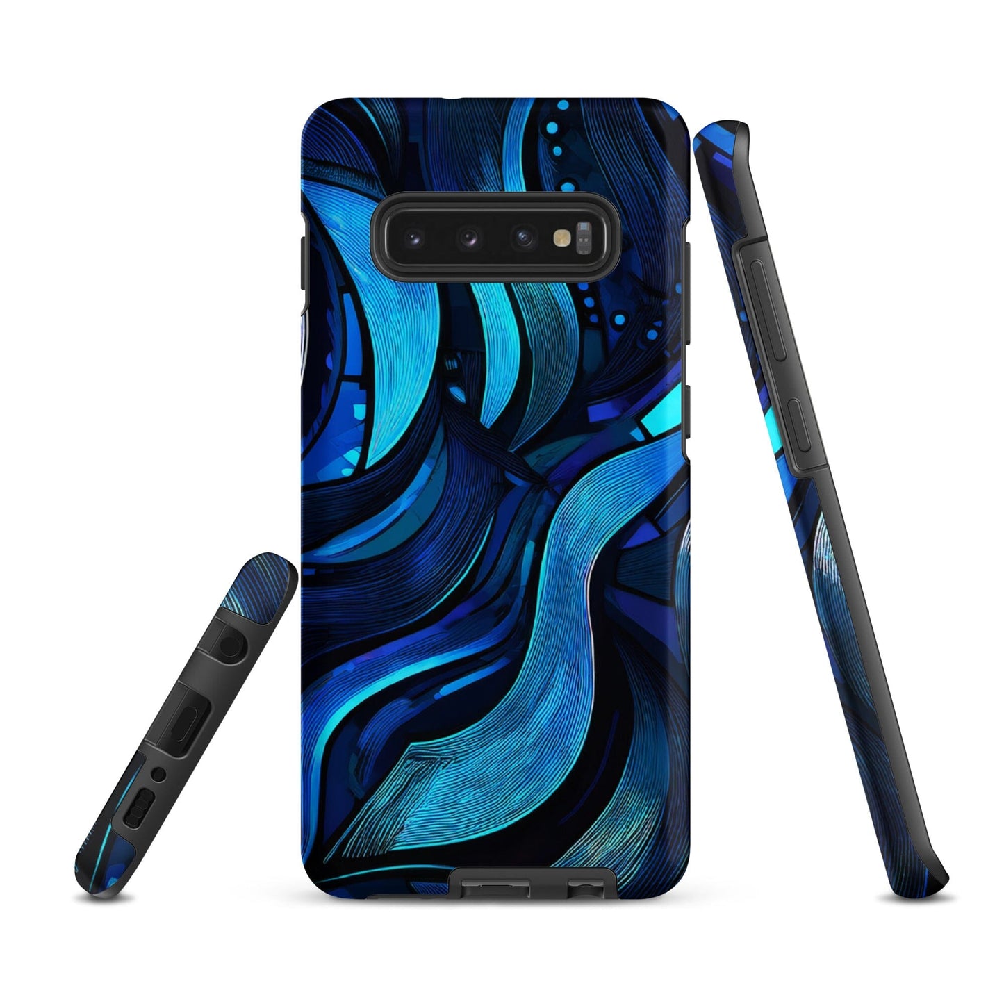 Water Swirl Samsung Case - Poetic Blue Geometric Design Savvishly Savvique Matte Samsung Galaxy S10 Plus