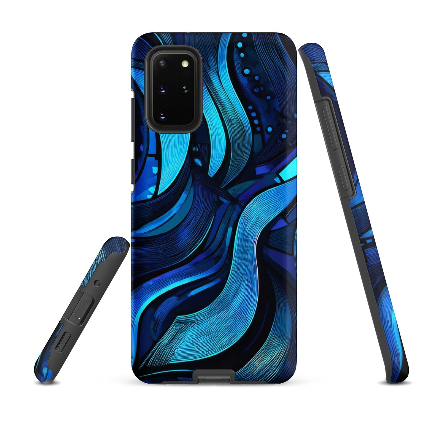 Water Swirl Samsung Case - Poetic Blue Geometric Design Savvishly Savvique Matte Samsung Galaxy S20 Plus
