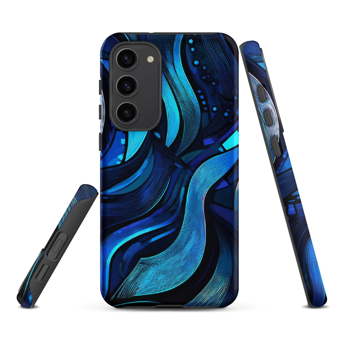 Water Swirl Samsung Case - Poetic Blue Geometric Design Savvishly Savvique Matte Samsung Galaxy S23 Plus