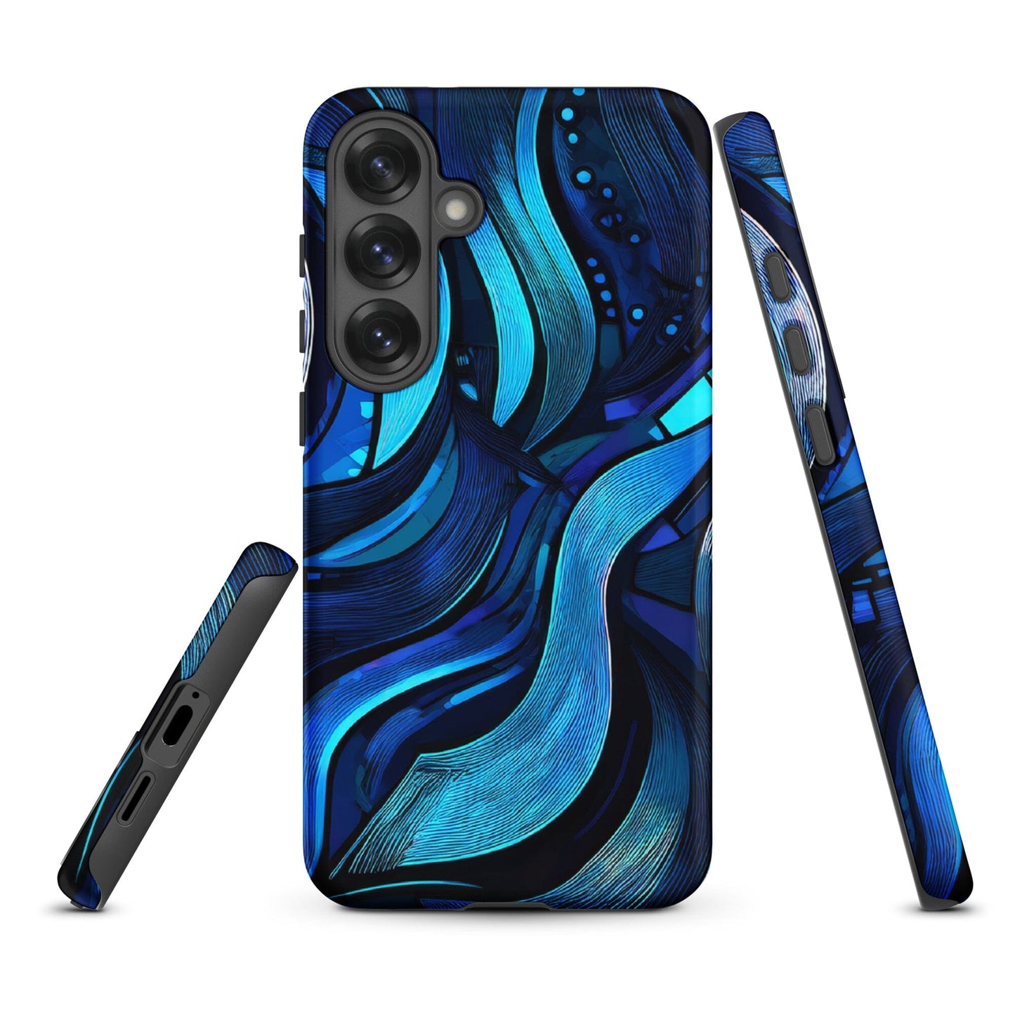 Water Swirl Samsung Case - Poetic Blue Geometric Design Savvishly Savvique Matte Samsung Galaxy S25 Plus