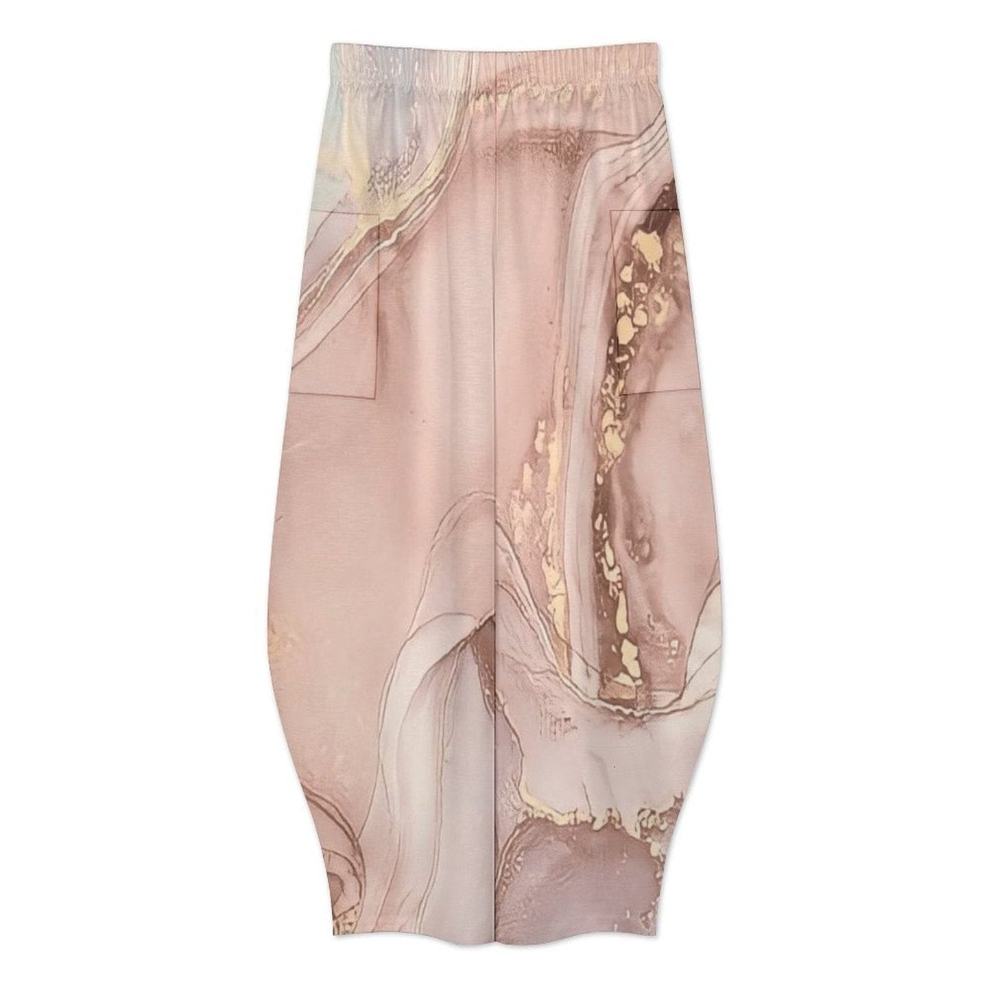 Wide Leg Harem Pants - Dusty Pink Marble & Gold Pants . Savvishly Savvique