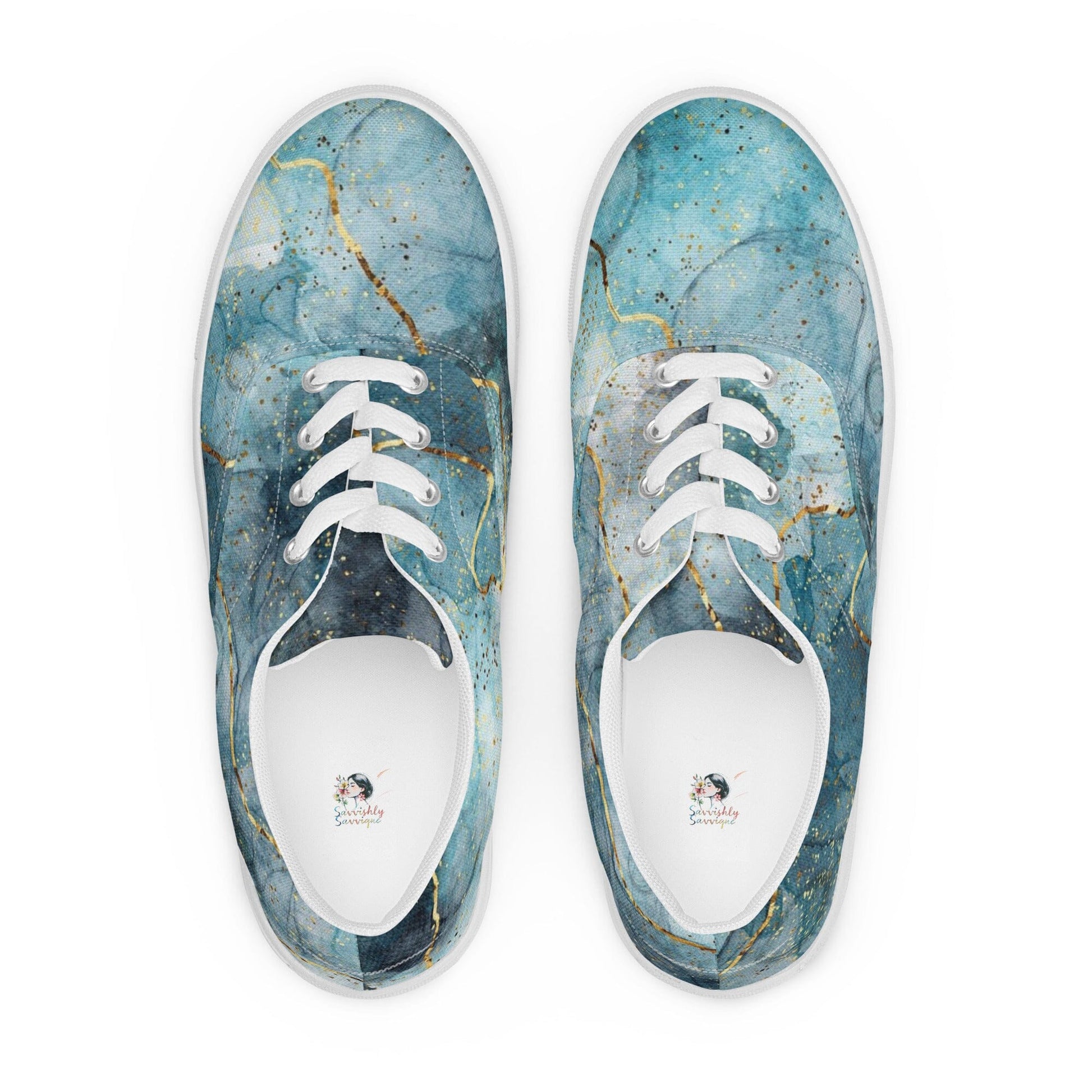 Women's Blue Canvas Shoes - Designer-Tested Perfect Fit Footwear Savvishly Savvique White 5