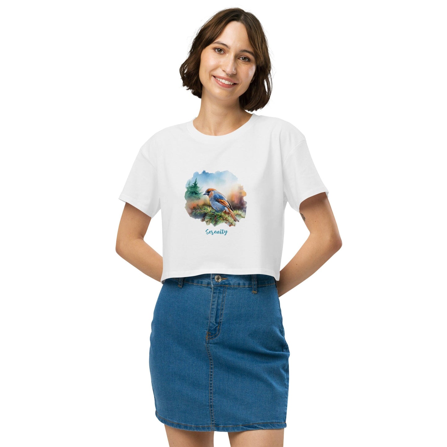 Women's Colorful Bird Crop Top - Vibrant Statement Piece Clothing Savvishly Savvique White XS