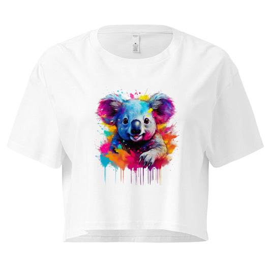 Women's Koala Crop Top - Adorable Australian Animal Design Clothing Savvishly Savvique White XS