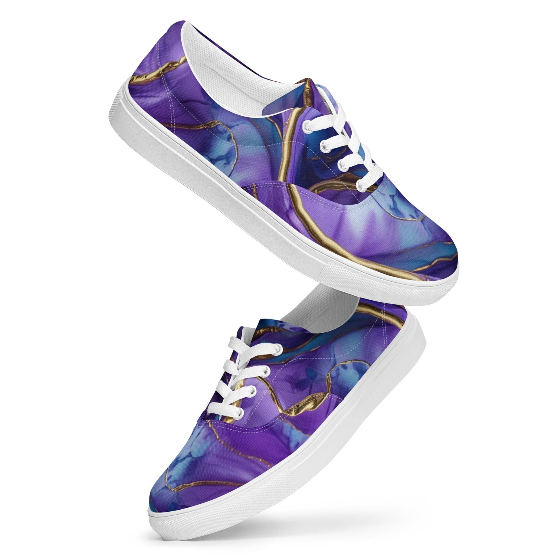 Women's Lace-Up Canvas Shoes - Purple & Gold Design Women's Canvas Shoes Savvishly Savvique