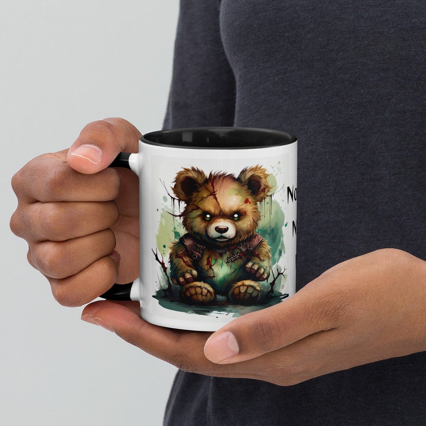 Bear Coffee Mug with Colored Interior - Ceramic Mug Drinkware Savvishly Savvique Black 