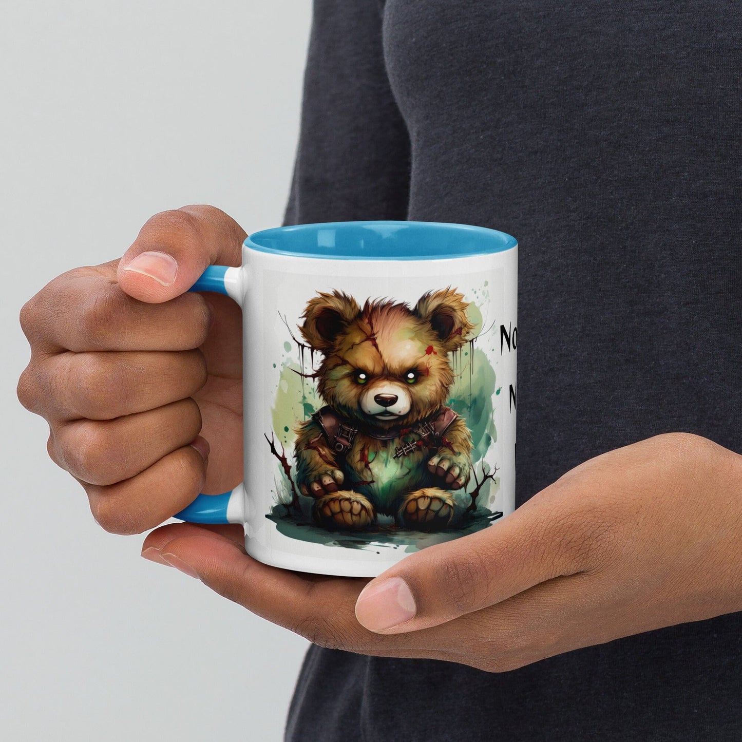 Bear Coffee Mug with Colored Interior - Ceramic Mug Drinkware Savvishly Savvique Blue 