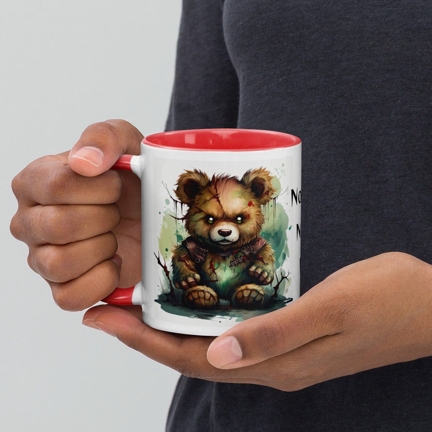 Bear Coffee Mug with Colored Interior - Ceramic Mug Drinkware Savvishly Savvique Red 