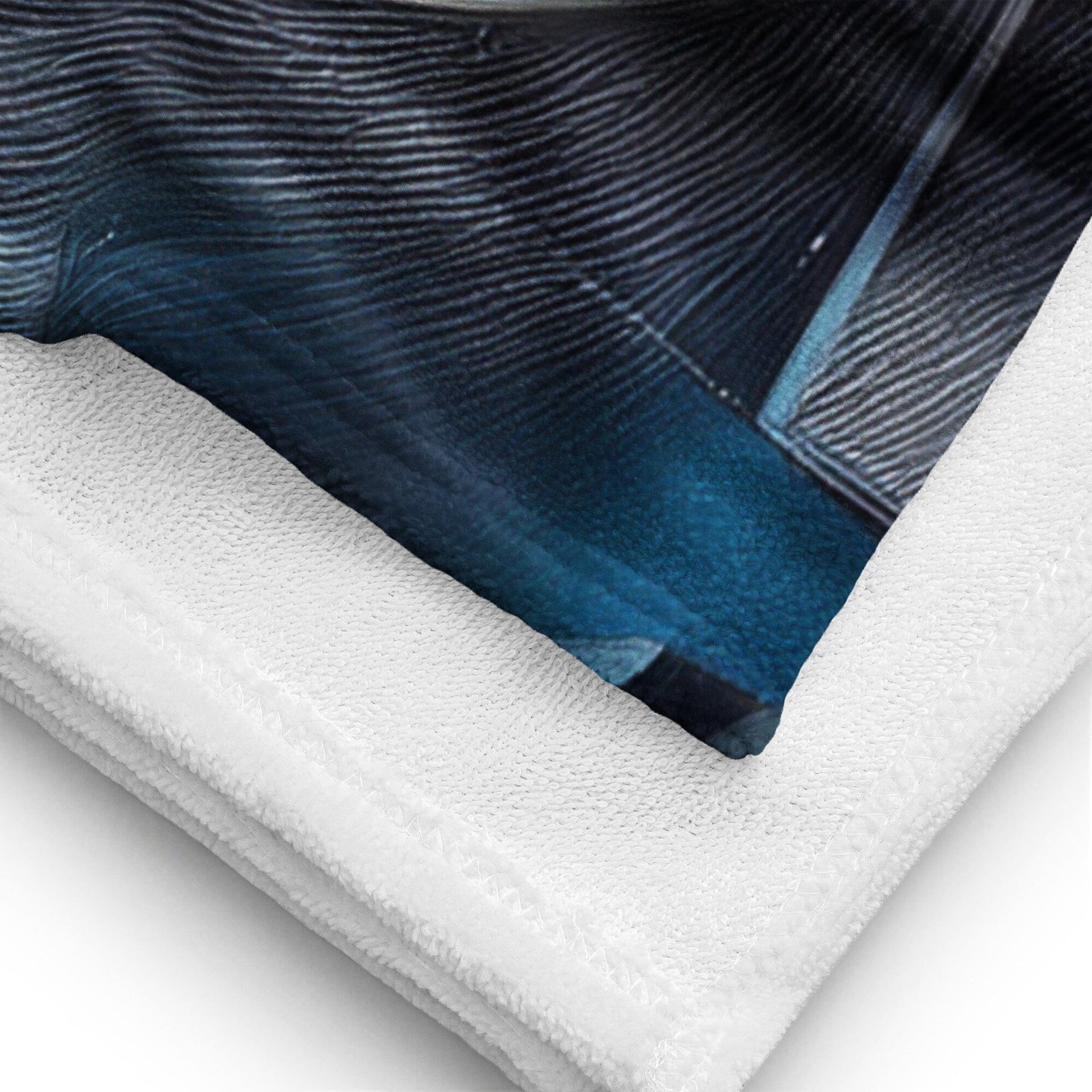 Blue Silver Black Geometric Towel - Modern Abstract Design Bath Towels Savvishly Savvique 
