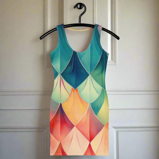 Bodycon Dress - Diamond design with Vibrant Clolours Women's Dresses Savvishly Savvique XS 
