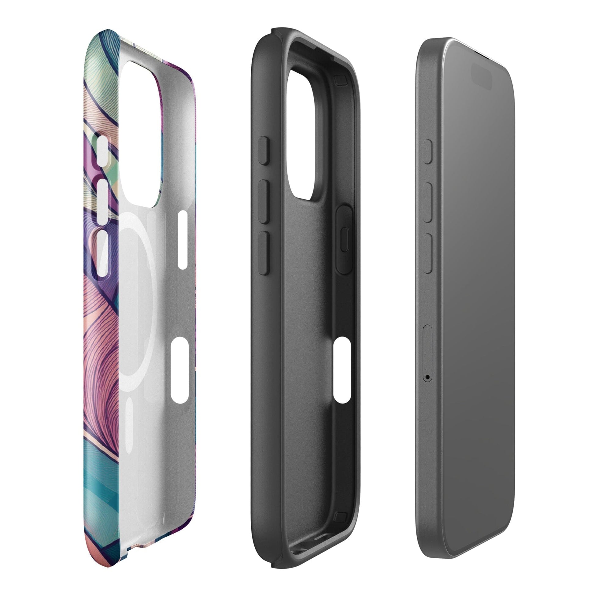 Botanical Geometric MagSafe iPhone Case - Pink Green Blue Design Phone Accessories Savvishly Savvique 