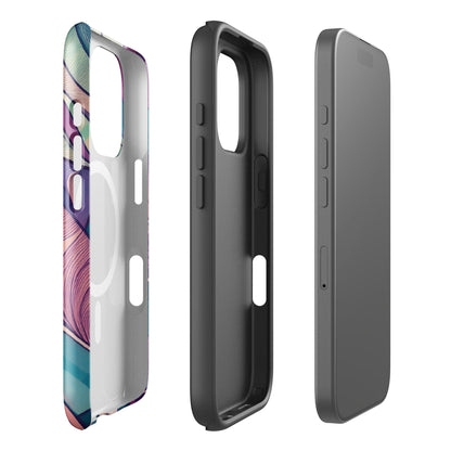 Botanical Geometric MagSafe iPhone Case - Pink Green Blue Design Phone Accessories Savvishly Savvique 