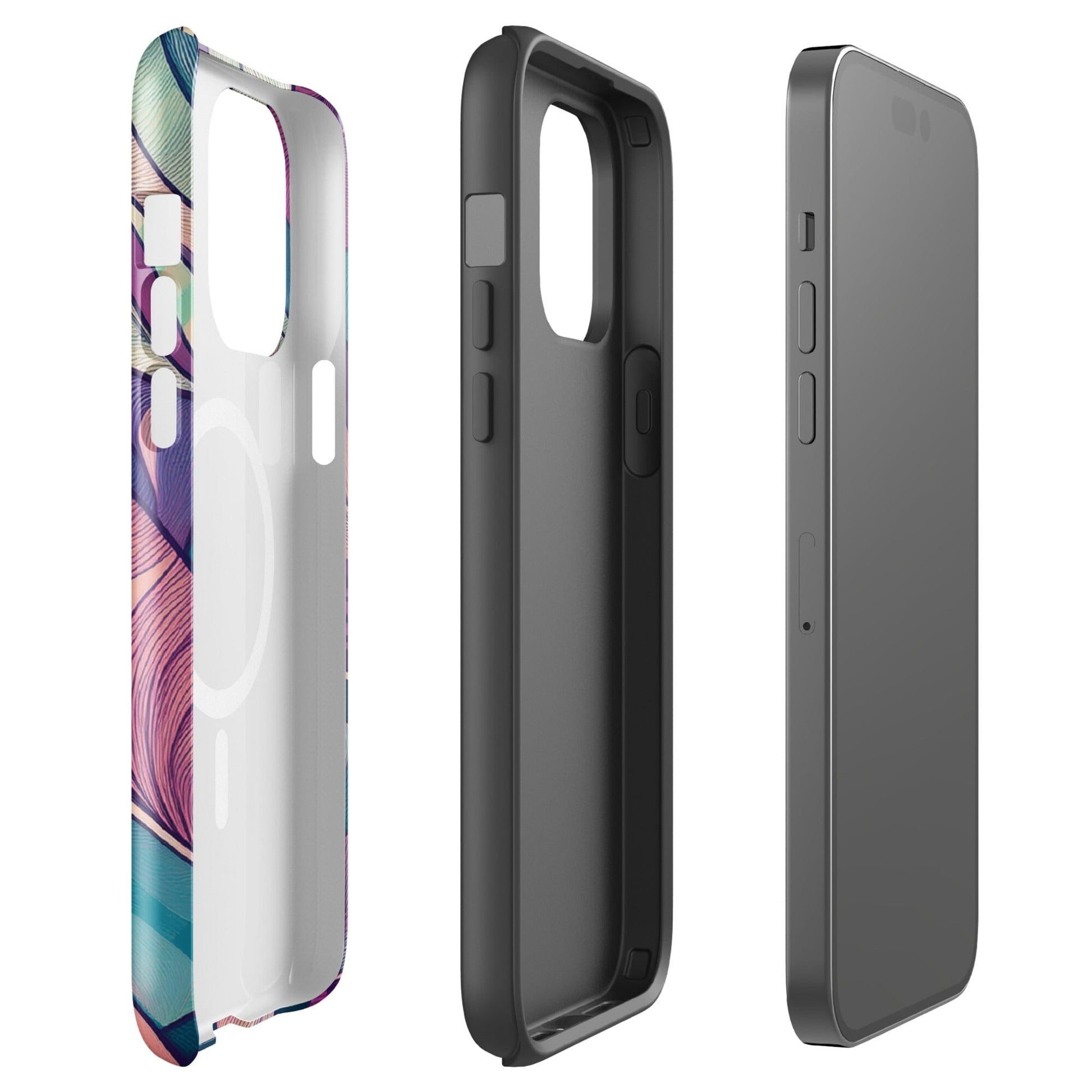 Botanical Geometric MagSafe iPhone Case - Pink Green Blue Design Phone Accessories Savvishly Savvique 