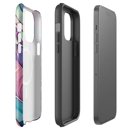 Botanical Geometric MagSafe iPhone Case - Pink Green Blue Design Phone Accessories Savvishly Savvique 