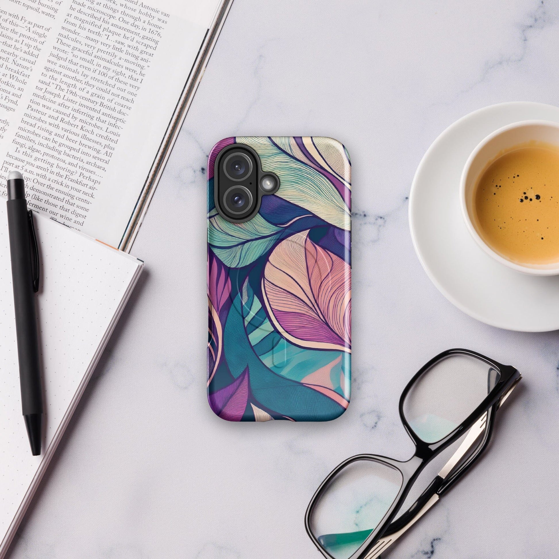Botanical Geometric MagSafe iPhone Case - Pink Green Blue Design Phone Accessories Savvishly Savvique 