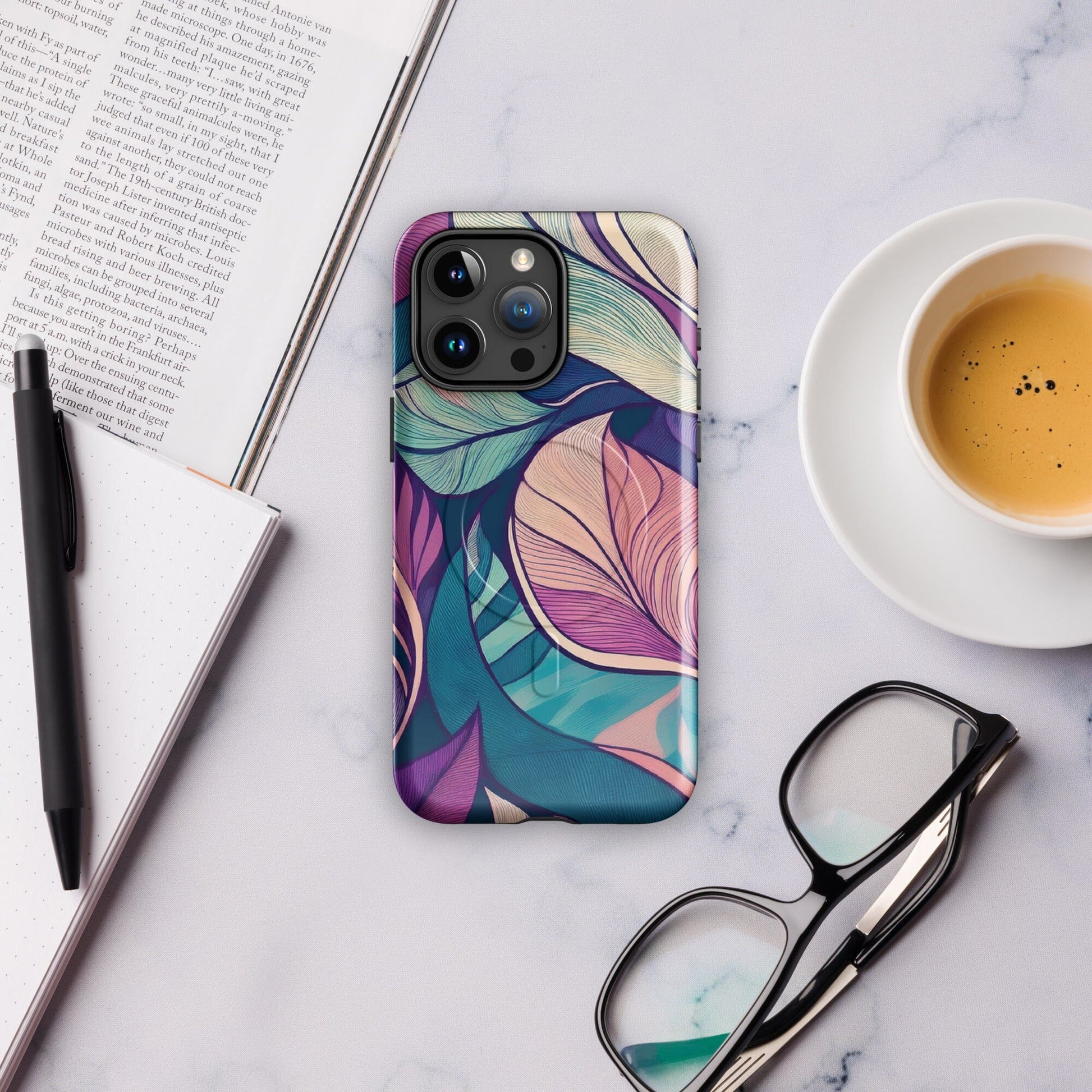 Botanical Geometric MagSafe iPhone Case - Pink Green Blue Design Phone Accessories Savvishly Savvique 