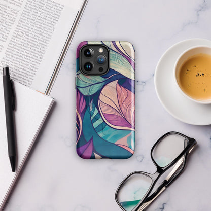 Botanical Geometric MagSafe iPhone Case - Pink Green Blue Design Phone Accessories Savvishly Savvique 