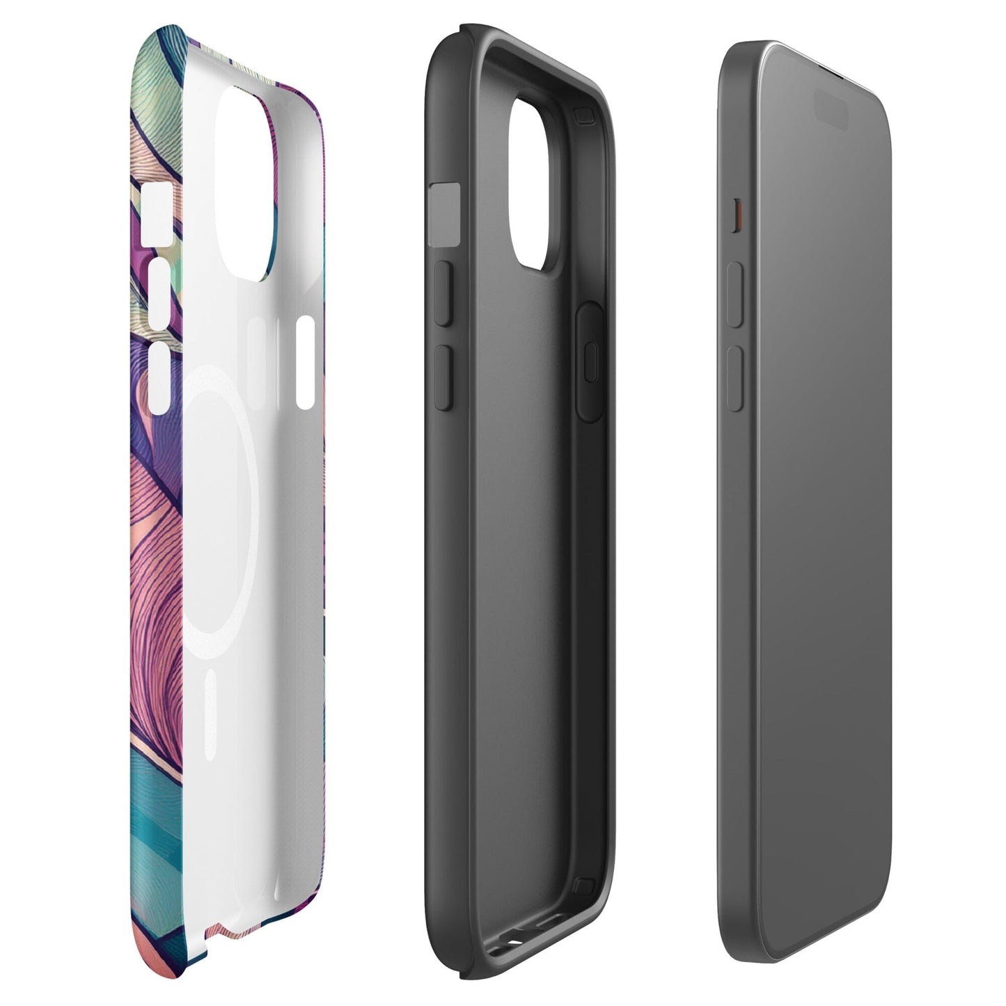 Botanical Geometric MagSafe iPhone Case - Pink Green Blue Design Phone Accessories Savvishly Savvique 
